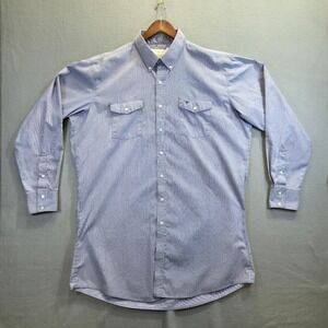 Longhorn‎ Men's Blue Long Sleeve Button Up Western Shirt Size 18/36 3XLT USA